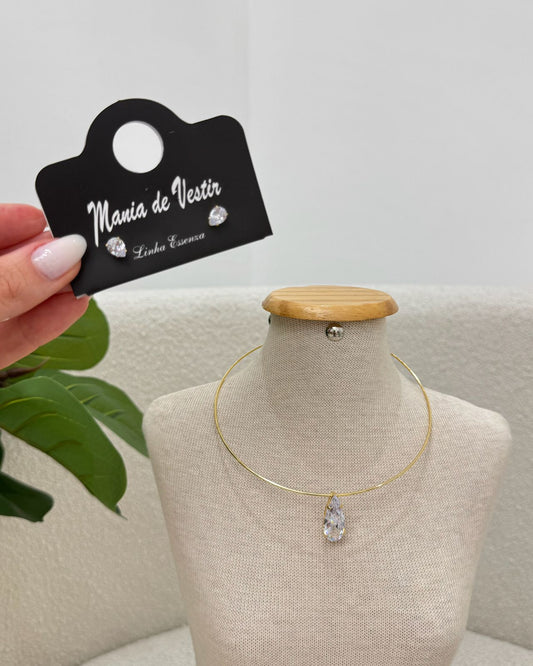 Conjunto Colar e Brinco Mania Essenza Dourado 129207