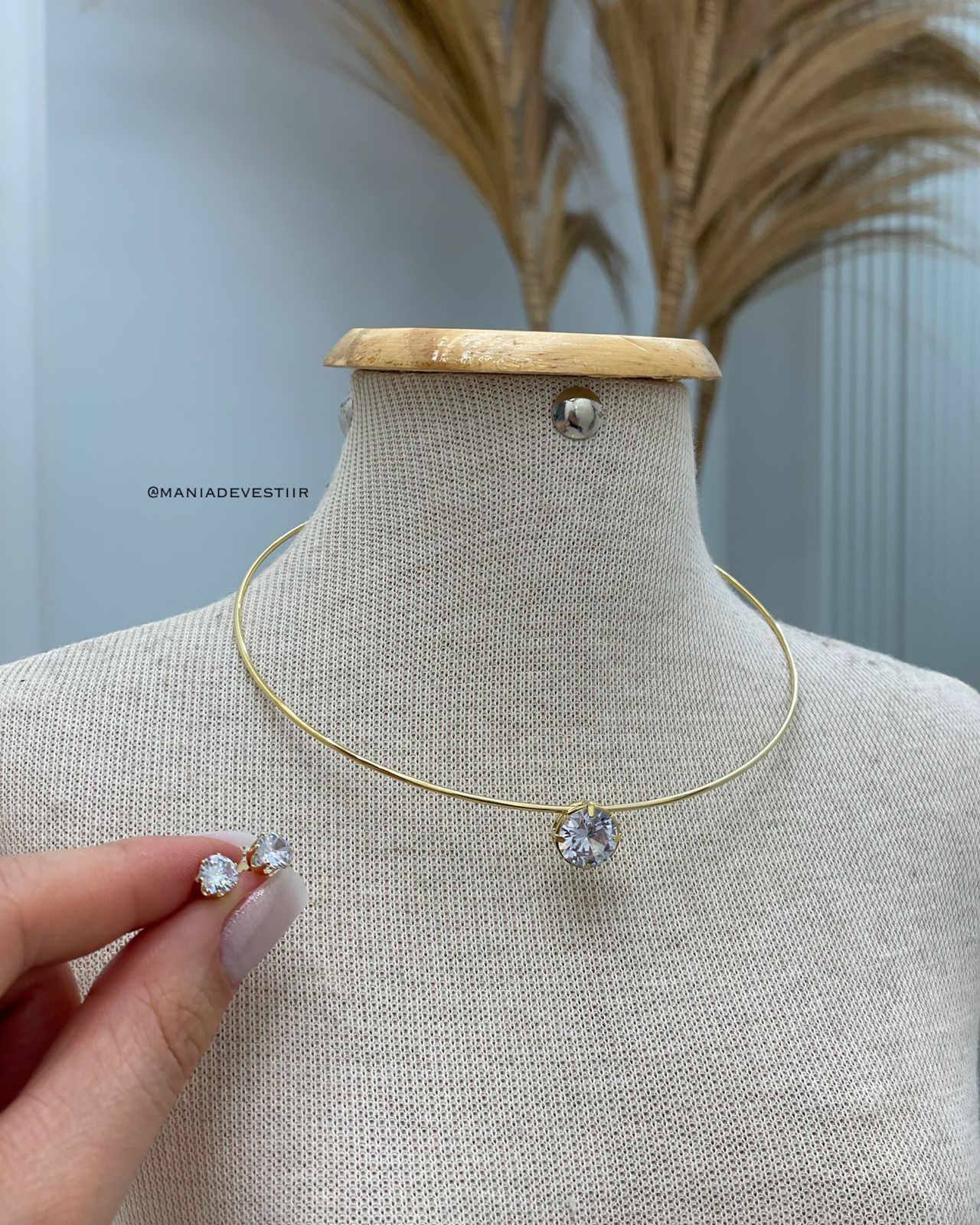 Conjunto Colar e Brinco Naty Dourado 96067