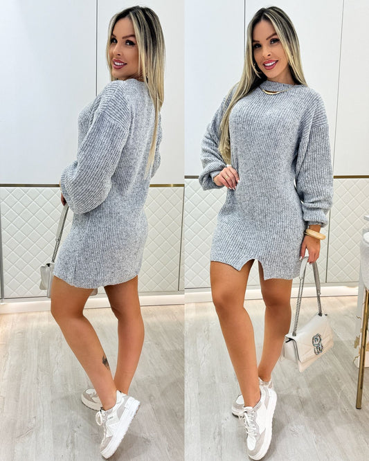 Vestido Tricô Lúcia Cinza 96027