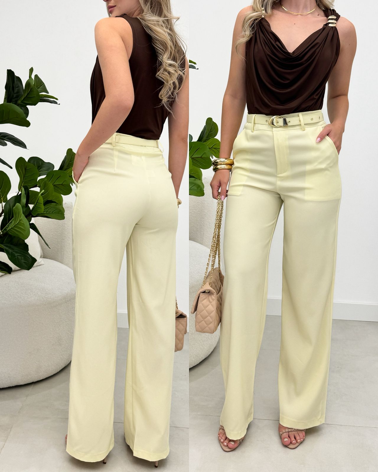 Calça Alfaiataria Nami Amarela 113712