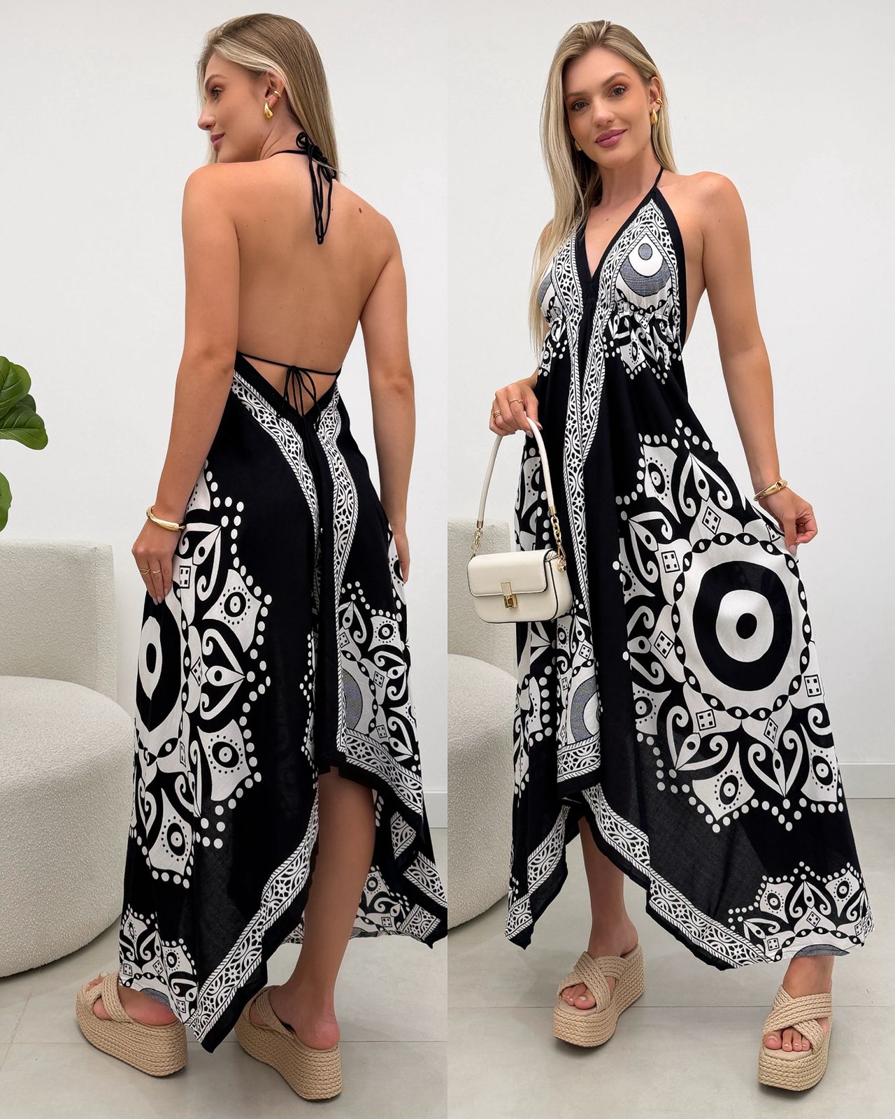 Vestido Kavya Mandala Black/Off 123840