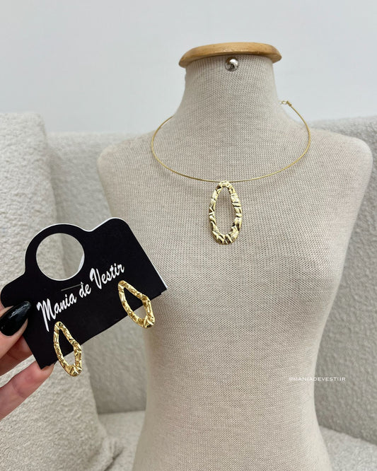 Conjunto Colar e Brinco Penelope Dourado 113300