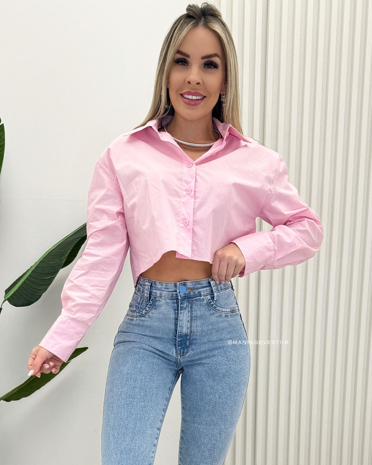 Camisa Cropped Deisy Rosa 68778