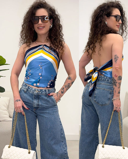 Lenço Mania Essenza Azul/Amarelo 133560