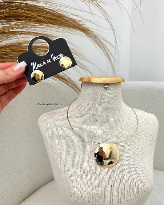Conjunto Colar e Brinco Talia Dourado 113299