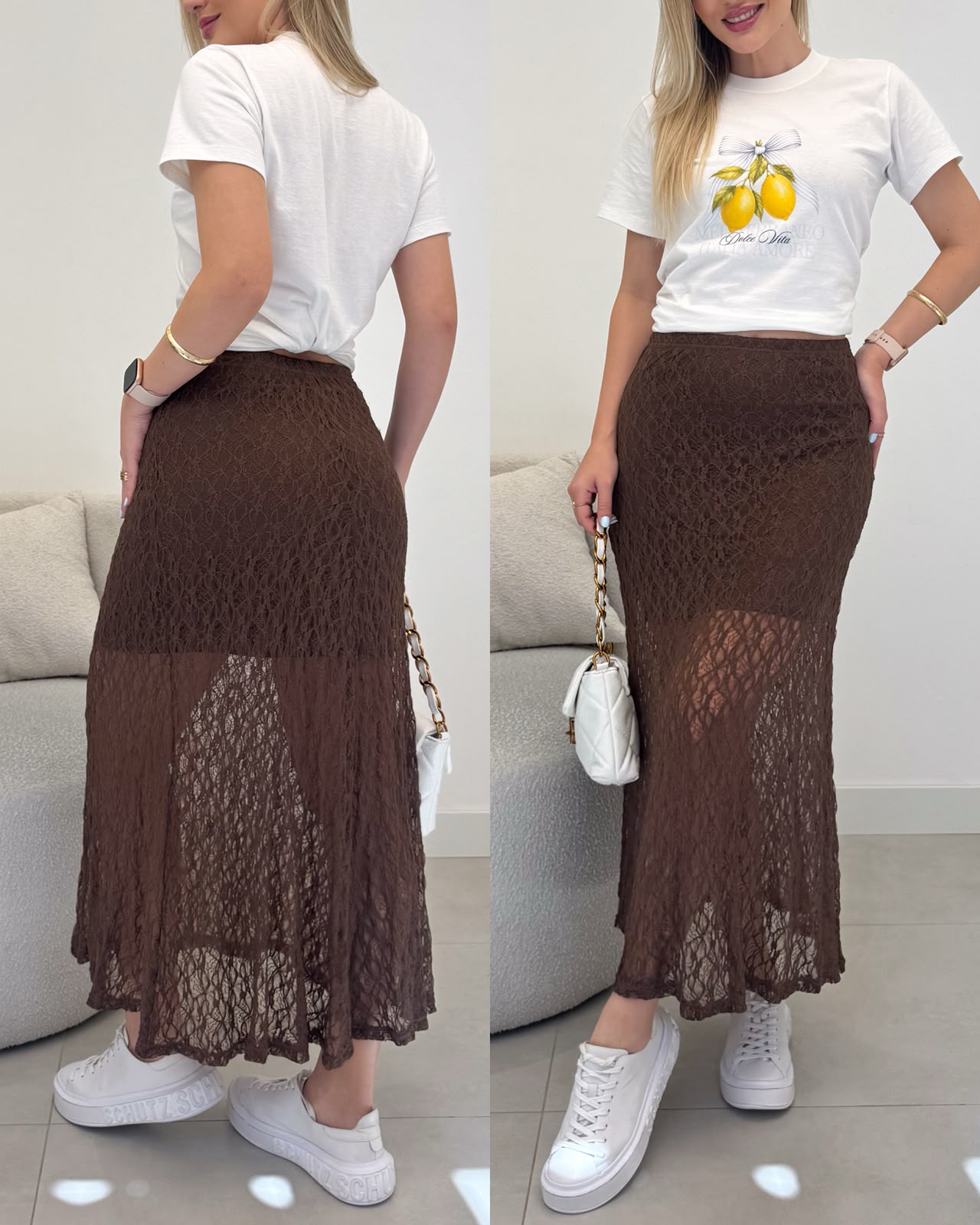 Saia Renda Samanta Marrom 136538