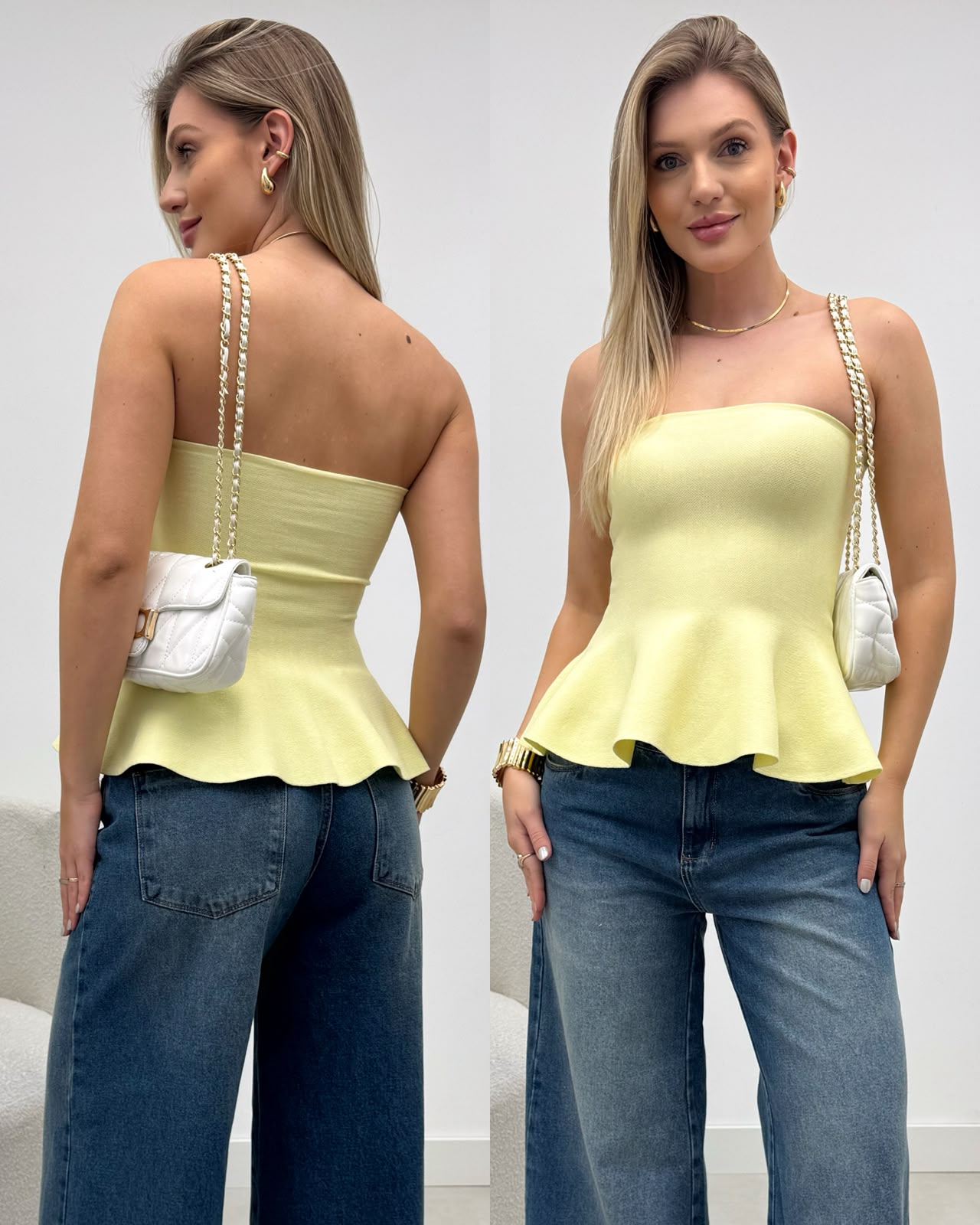 Blusa Peplum Luana Amarelo 136178