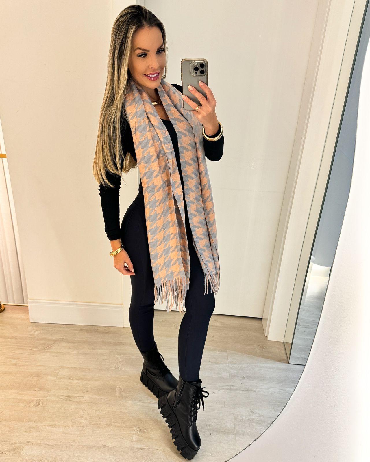 Lenço Sia Rosa/Cinza 101607