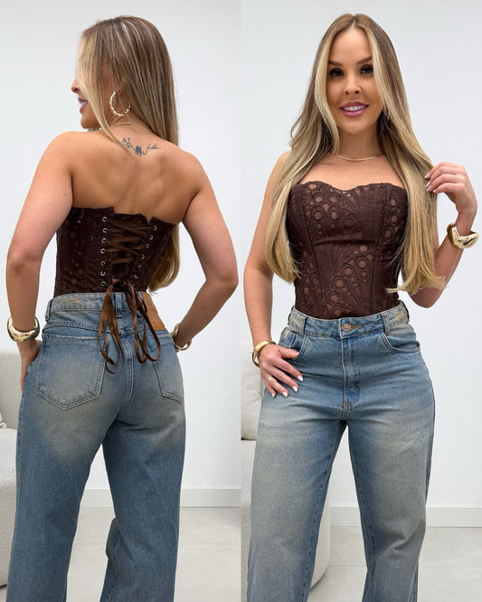 Cropped Corset Vanessa Marrom 136094