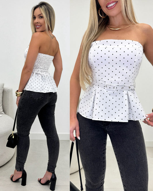 Blusa Peplum Pietra Poá Off 108366