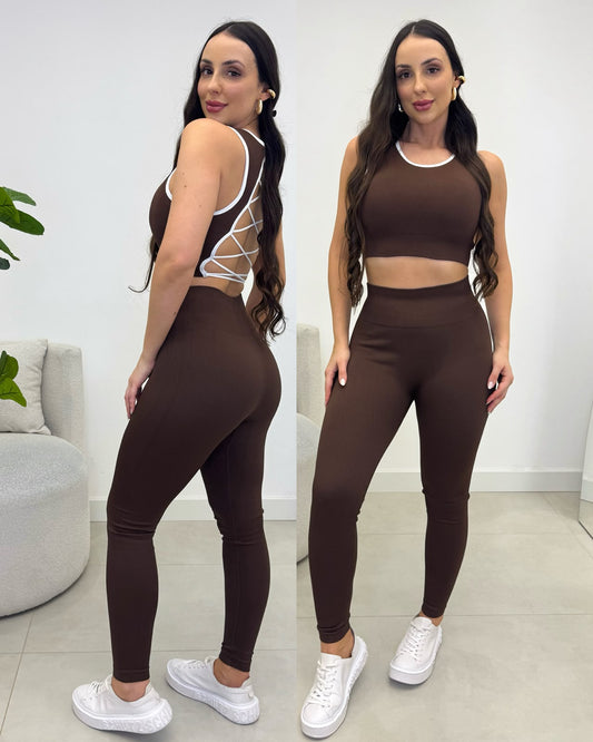 Conjunto Fitness Dandara Marrom 136902