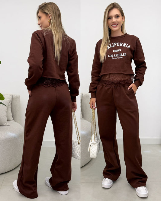 Conjunto Moletom Elaine Chocolate 133268