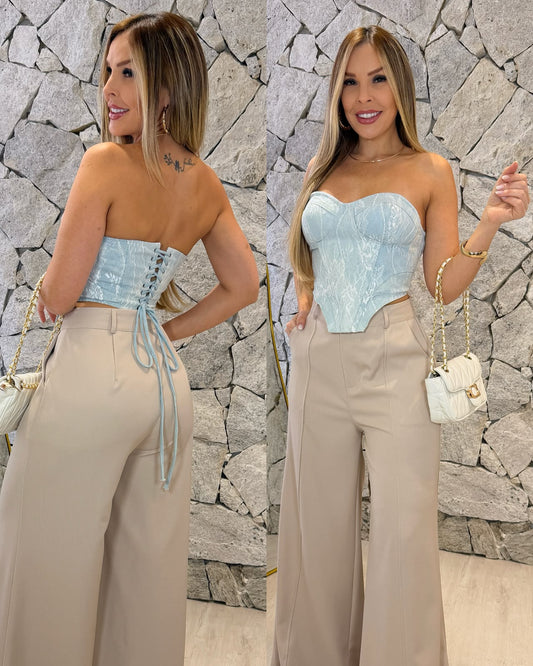 Cropped Corset Samara Azul Claro 136839