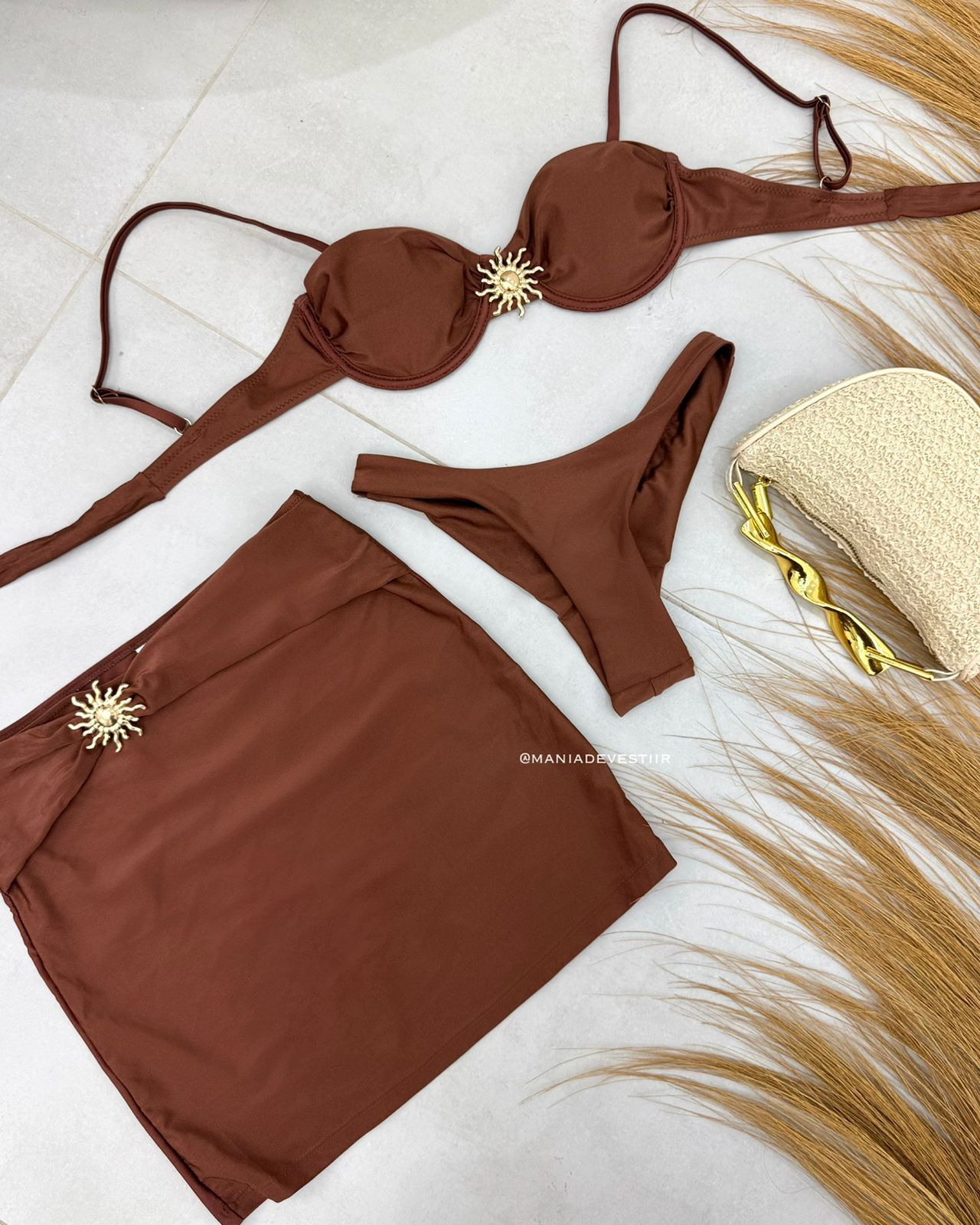 Biquíni 3 Peças Summer Marrom 120615