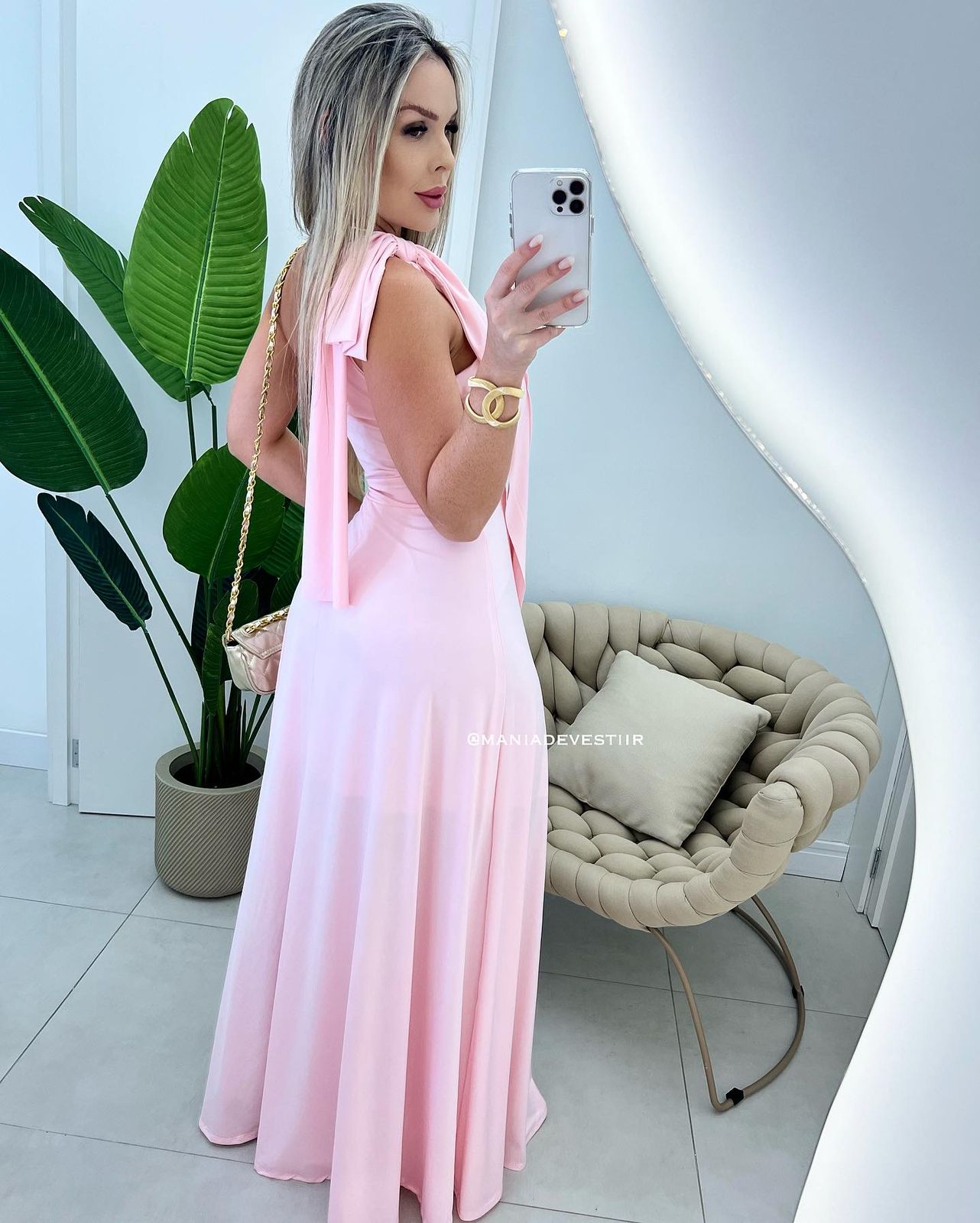 Vestido com laço na hot sale manga