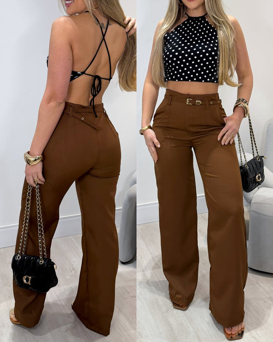 Calça Pantalona Iza Marrom 135846