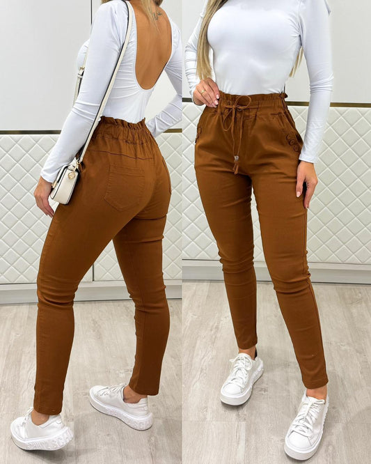 Calça Sarja Kaori Marrom 101502