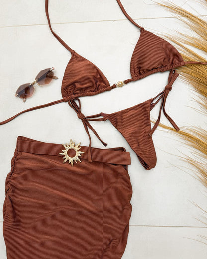 Biquíni 3 Peças Valeria Marrom 124323