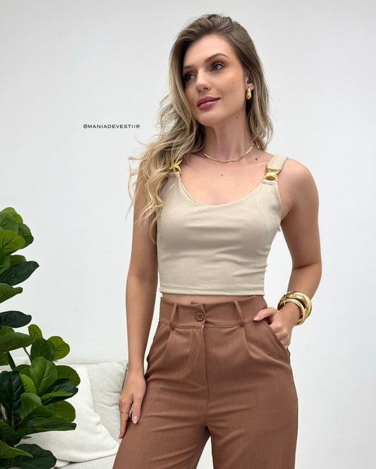 BLACK Cropped Laiane Bege 116298