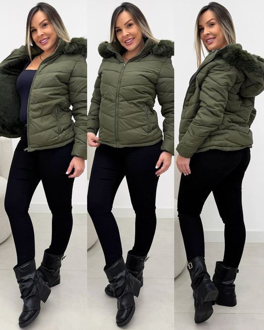 Jaqueta Microfibra Stefani Verde Militar 133374