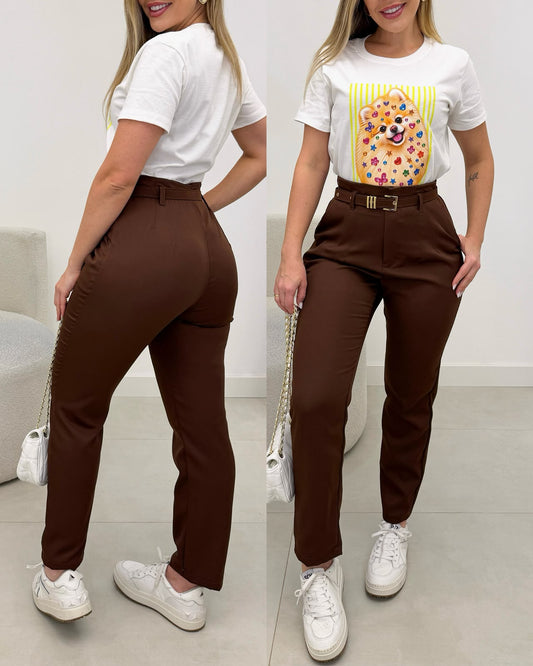 Calça Alfaiataria Eliane Marrom 136732