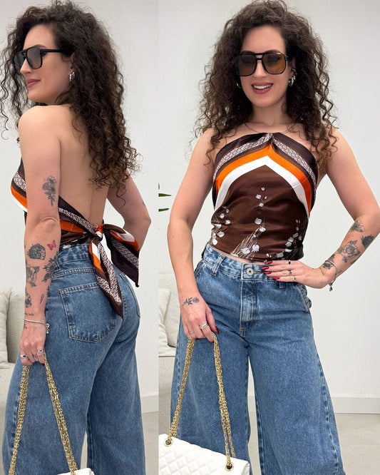 Lenço Mania Essenza Chocolate/Laranja 133579