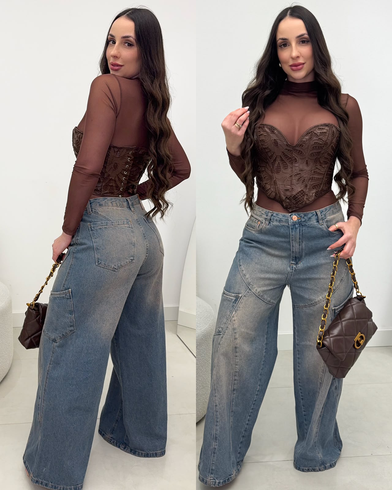 Cropped Corset Kefera Marrom 127058