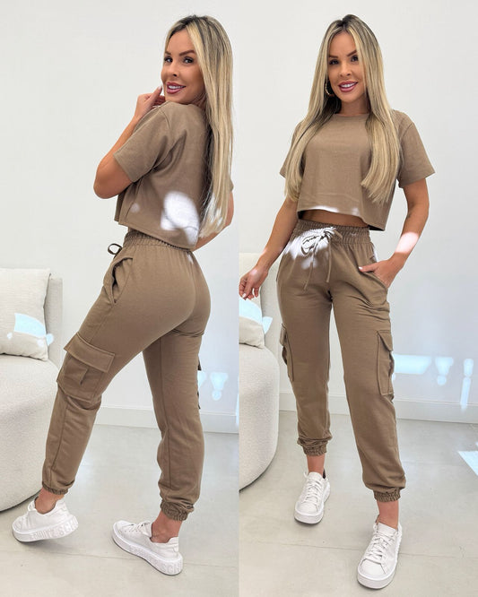 Conjunto Moletinho Sófia Bege Escuro 106001