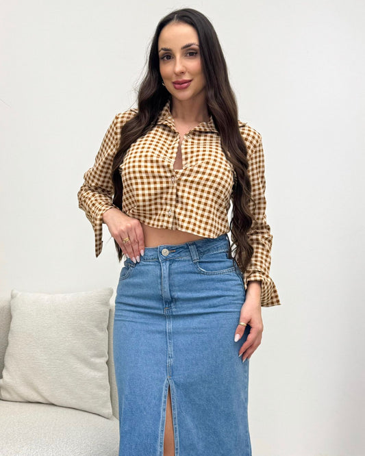 Cropped Camisa Fatima Bege 134660