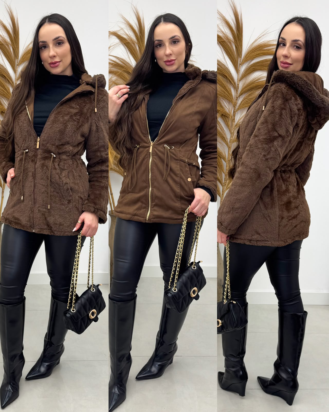 Parka Dupla Face Marie Marrom 134948
