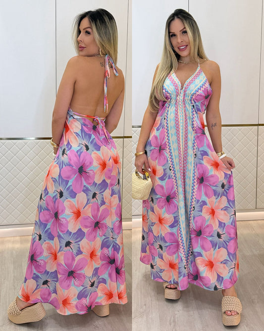 Vestido Amanda Flower Rosa/Lilás 119963
