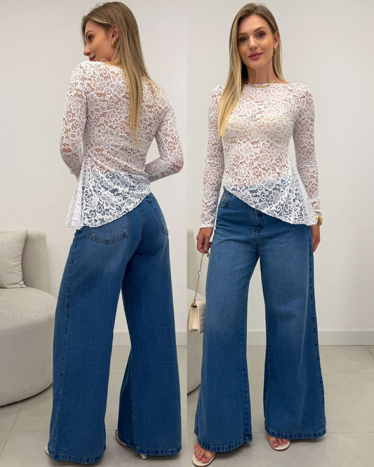 Blusa Renda Magali Branca 129508