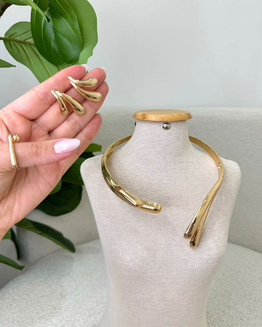 Conjunto Colar e Brinco Mania Essenza Dourado 120602