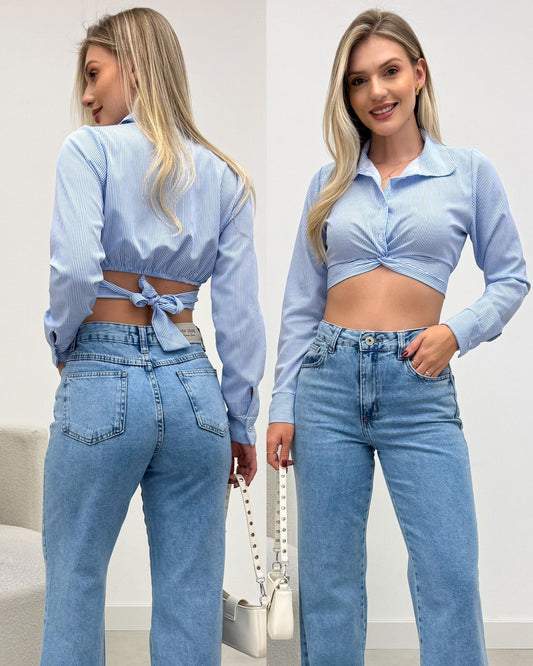 Cropped Camisa Antonia Azul 134457