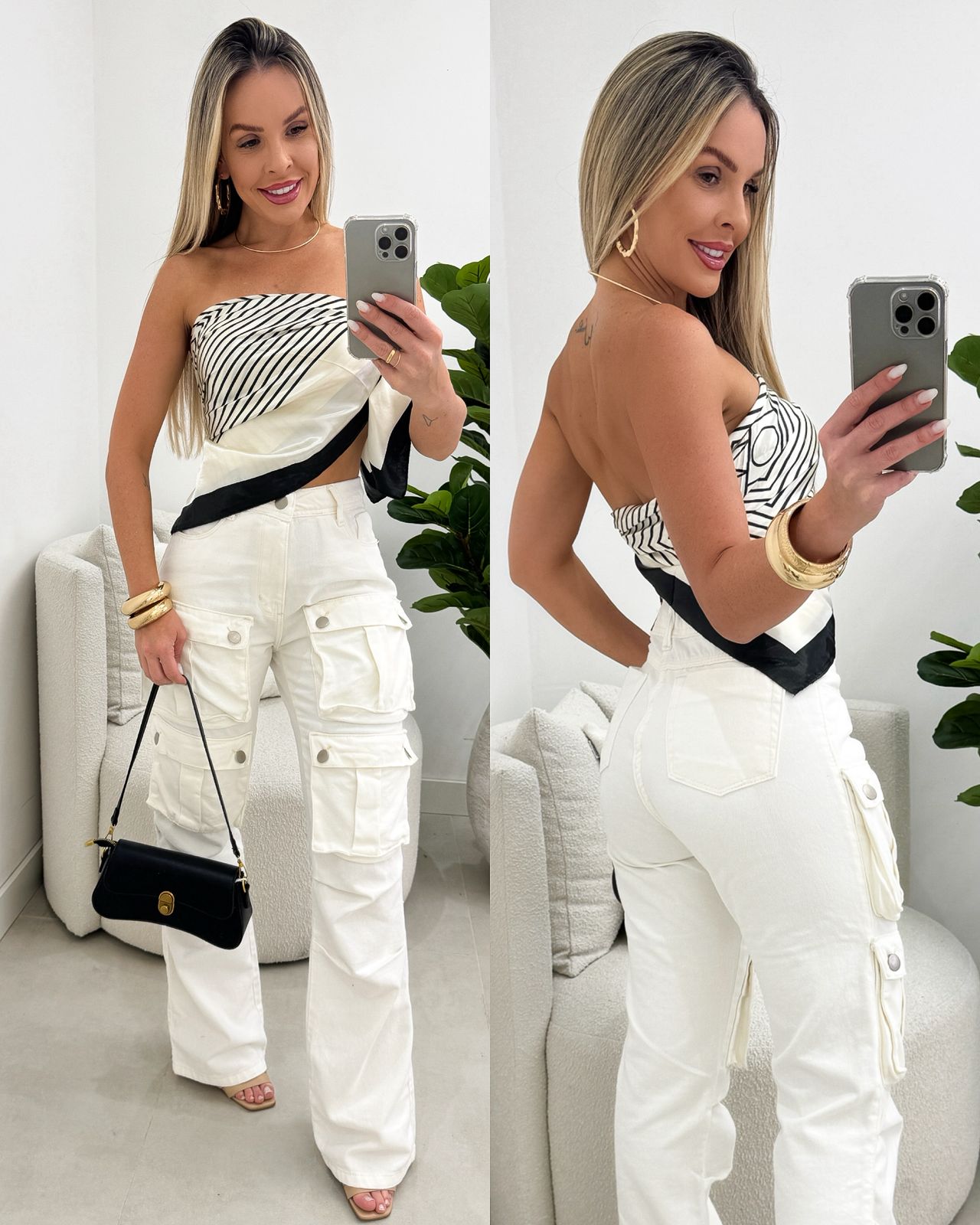 Lenço Listrado Creme 108466
