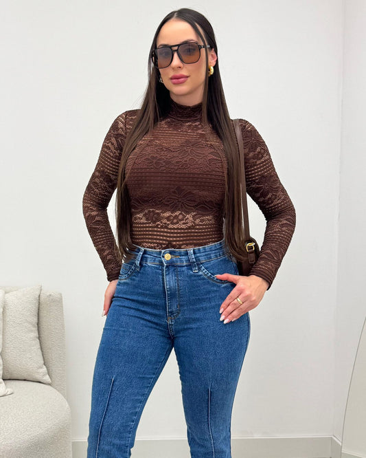 Body Renda Manu Marrom 133866
