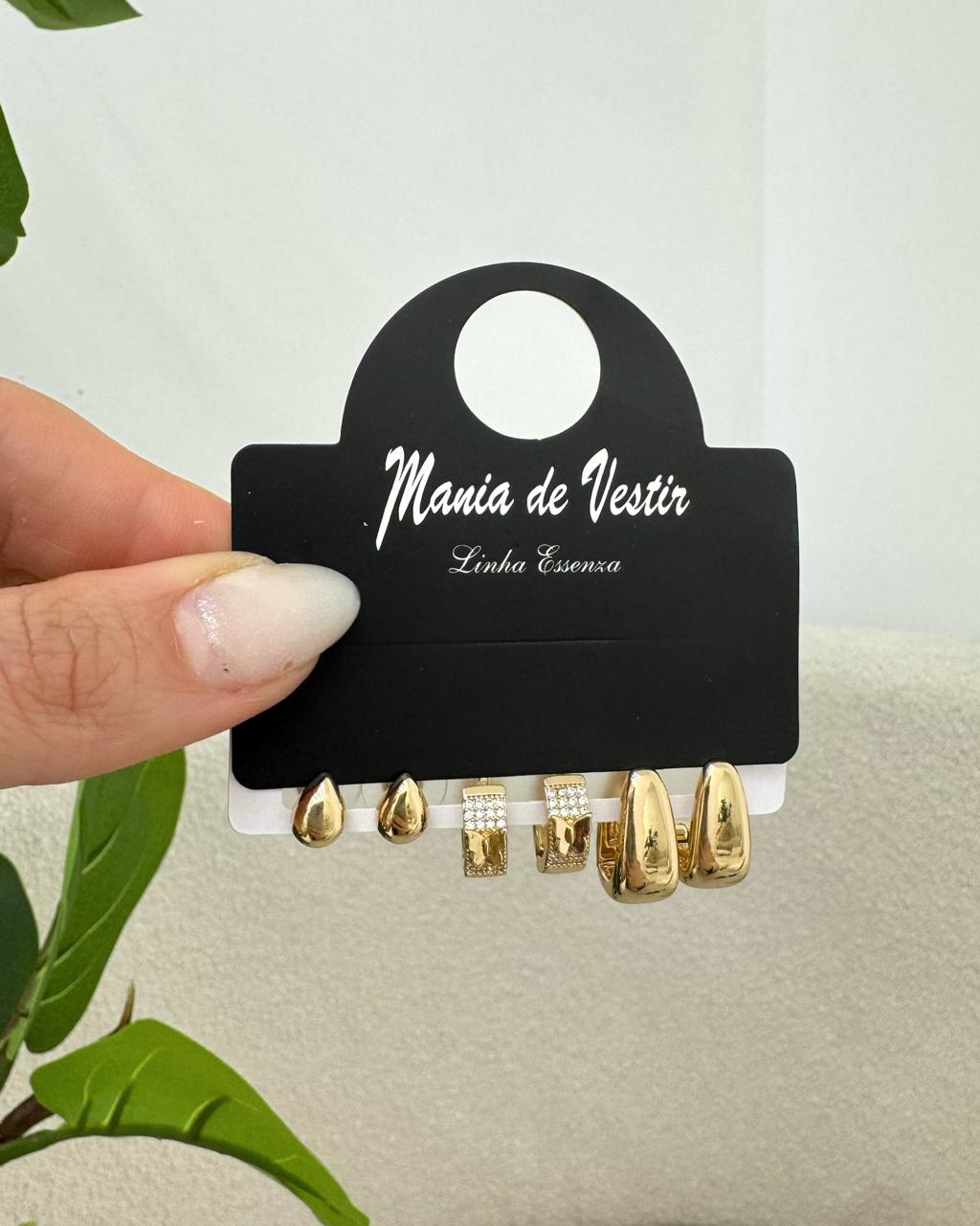Kit de Brincos Mania Essenza Dourado 137149