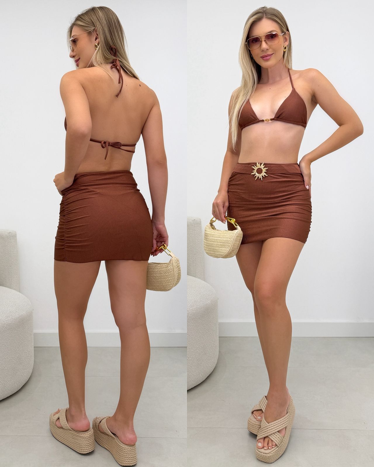 Biquíni 3 Peças Valeria Marrom 124323