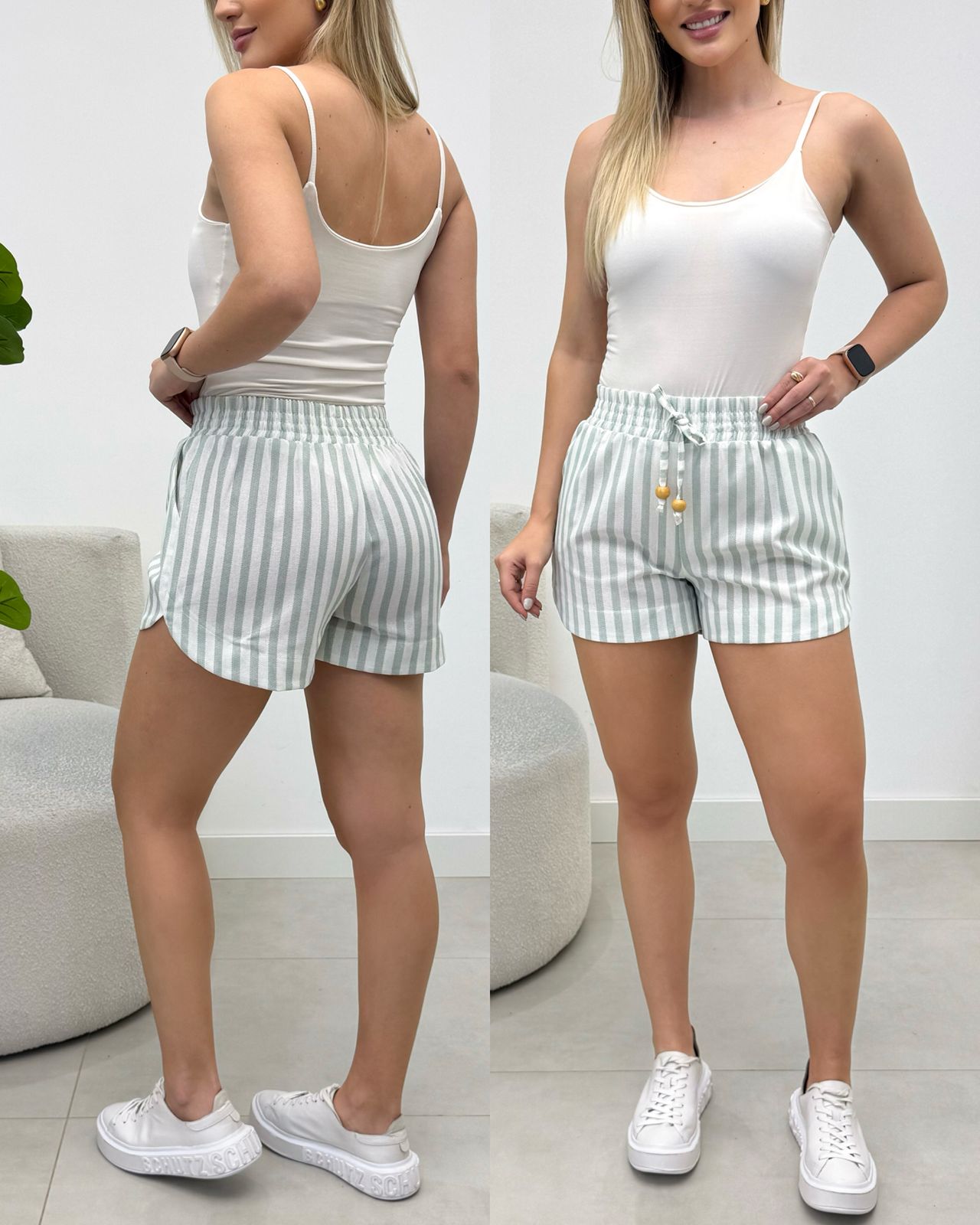 Shorts Listrado Luciane Verde Claro 136317