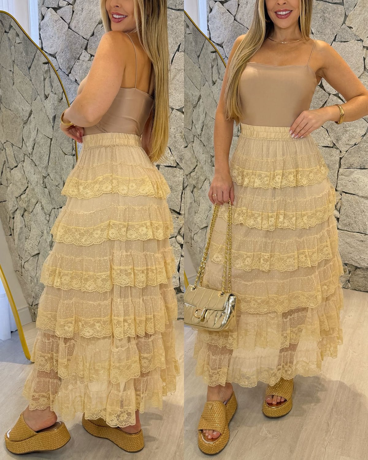 Saia Tule Matilda Bege 136889