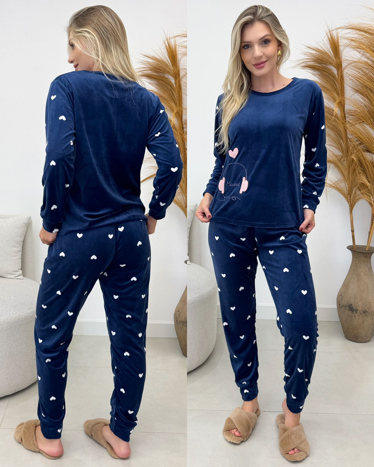 Pijama Plush Diana Azul Marinho 134197