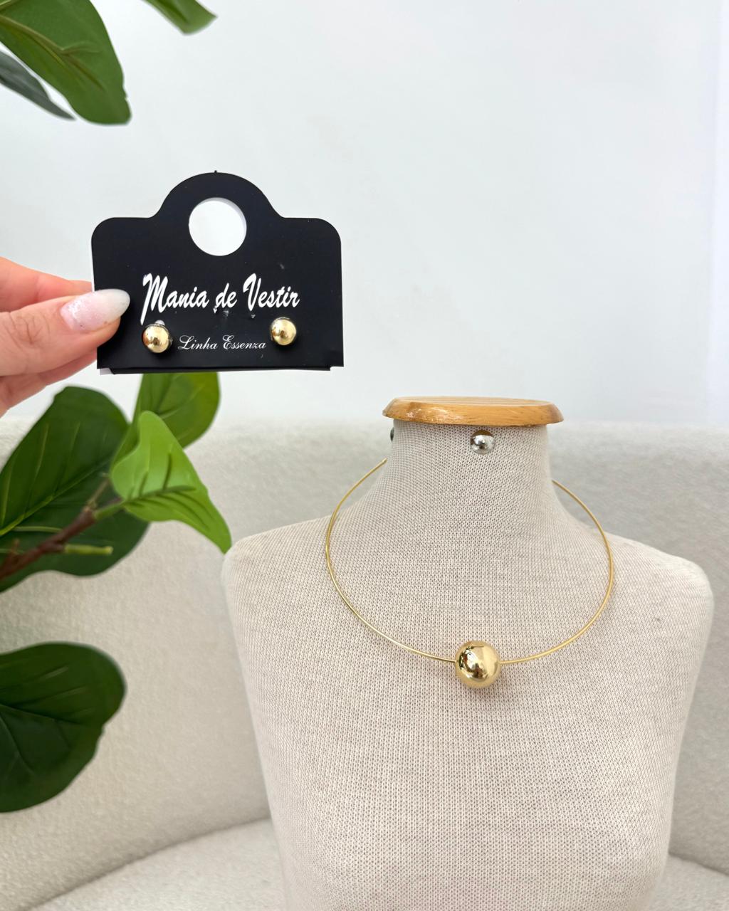 Conjunto Colar e Brinco Mania Essenza Dourado 137035