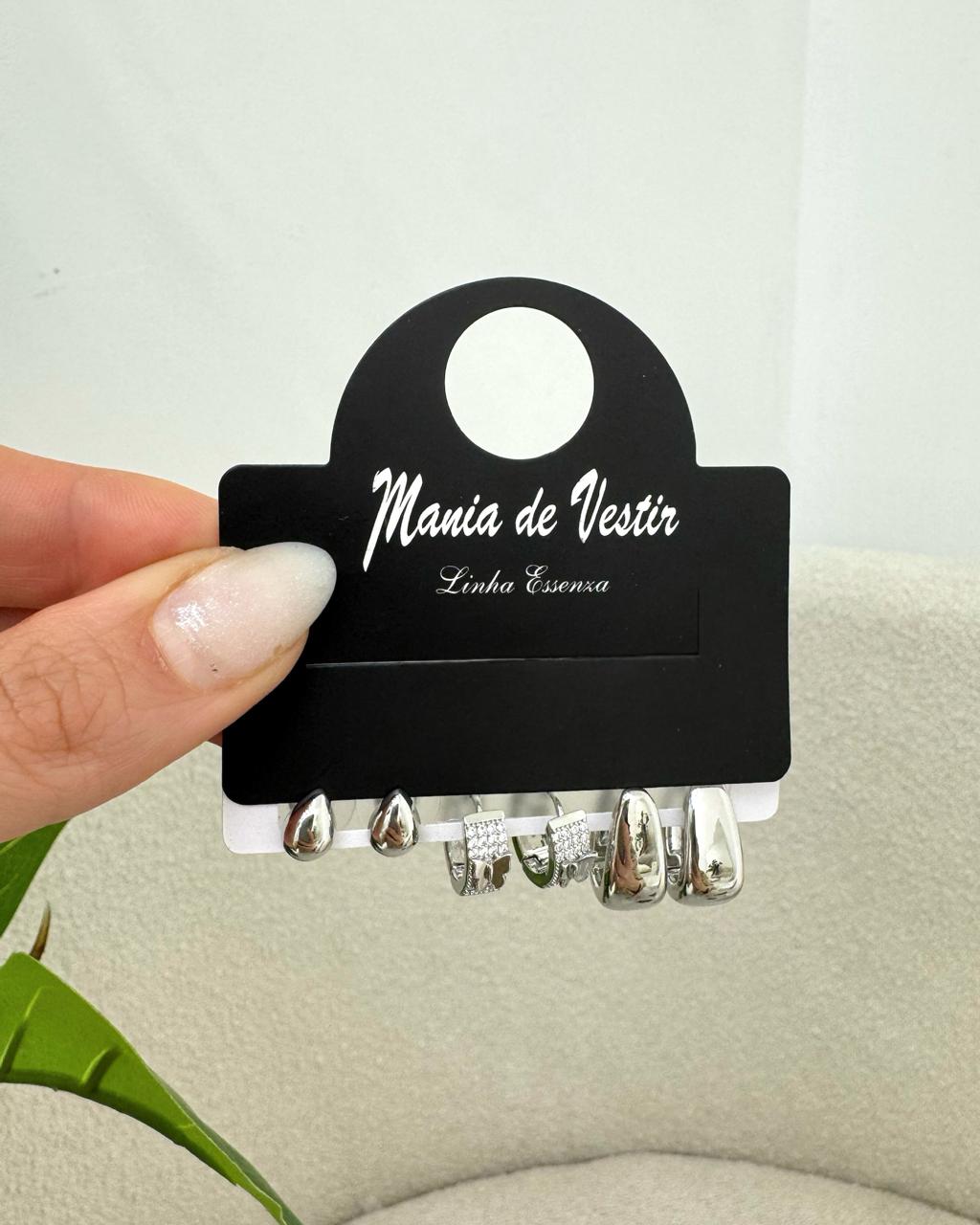Kit de Brincos Mania Essenza Prata 137150