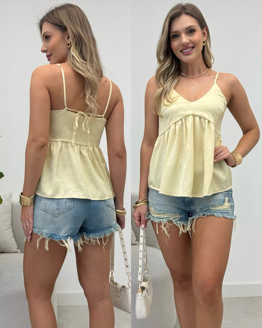 Blusa Cetim Andrieli Amarela 135976