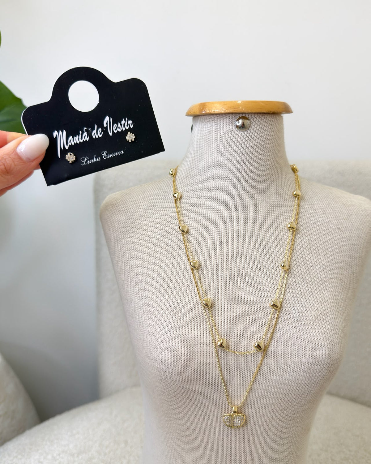 Conjunto Colar e Brinco Mania Essenza Dourado 137863