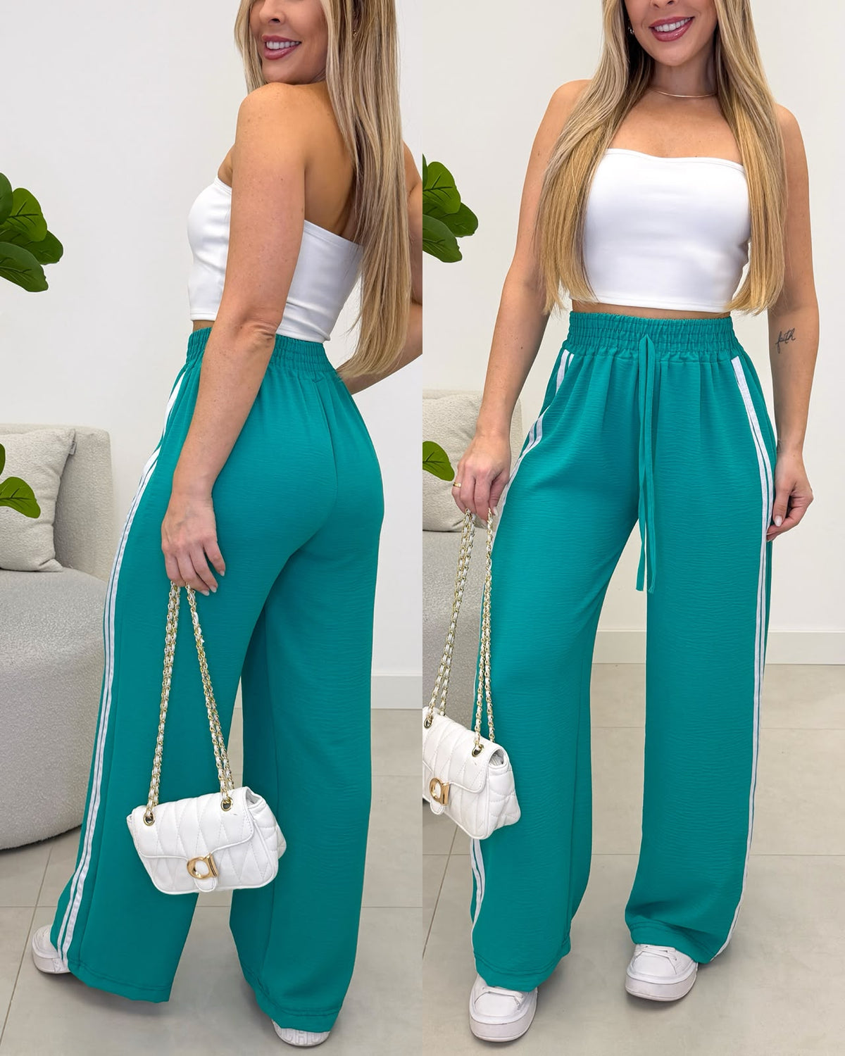Calça Pantalona Lorena Verde 137369
