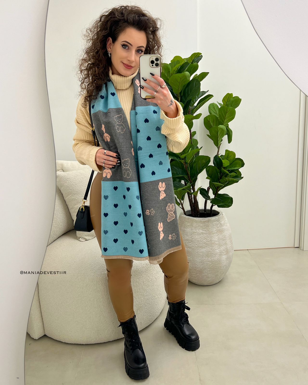 Lenço Isolde Cinza/Azul 102831