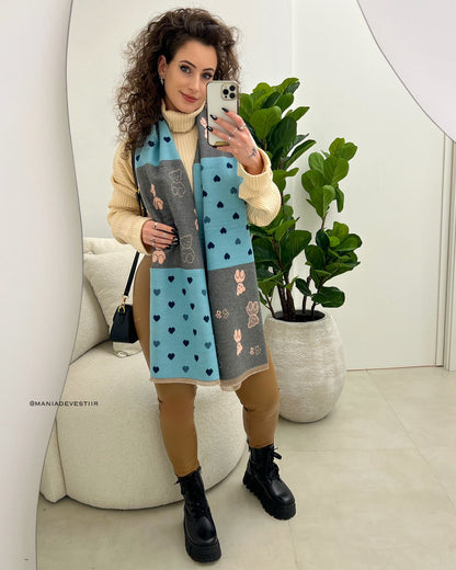 Lenço Isolde Cinza/Azul 102831