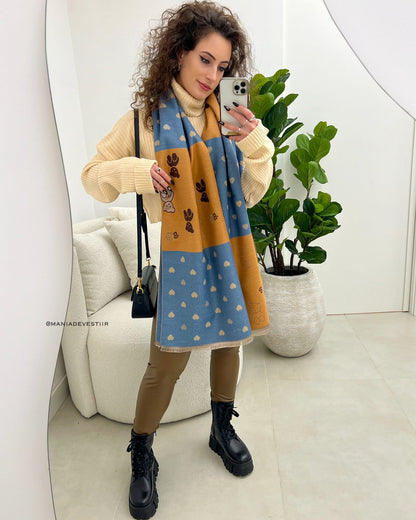 Lenço Isolde Bege/Azul 102829