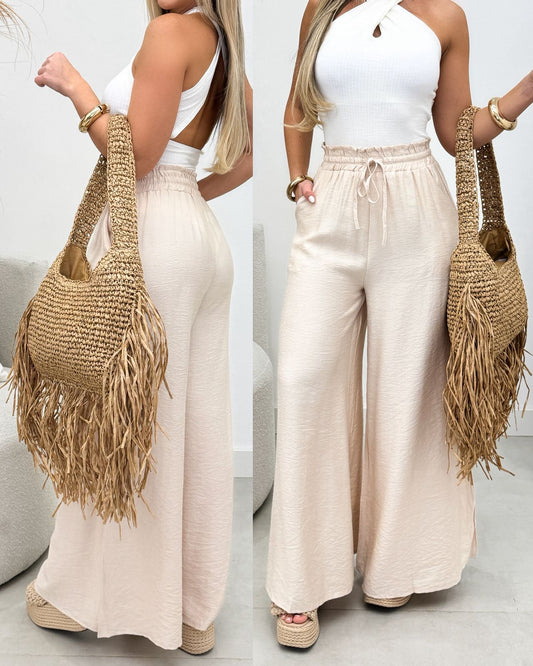 Calça Pantalona Rita Bege 110157